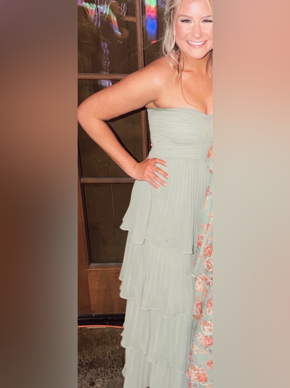 Lulus Seriously Sensational Sage Brush Strapless Tiered Maxi Dress Green - Picture 3 of 3